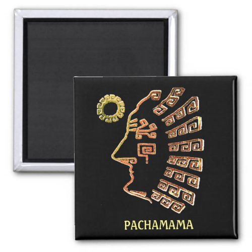 Stylish Machu_Picchu Drawing on Black Magnet