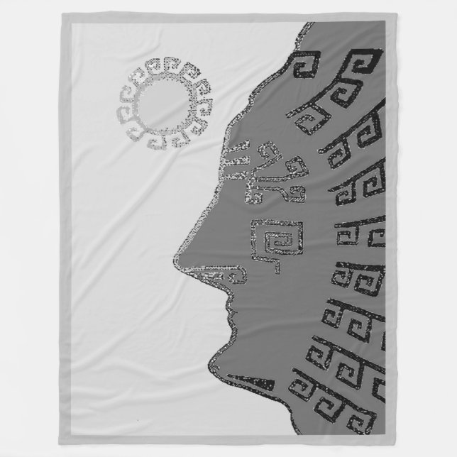 Stylish Machu Picchu Drawing on Silver Gray Fleece Blanket (Front)