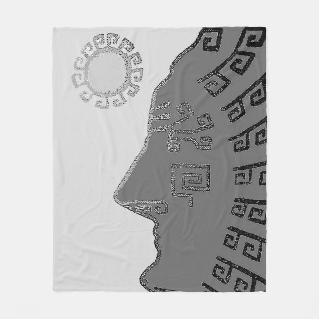 Stylish Machu Picchu Drawing on Silver Gray Fleece Blanket (Front)