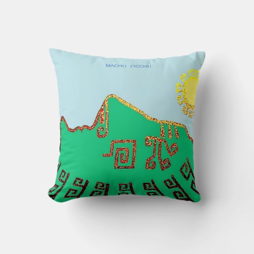 Stylish Machu Picchu Drawing Throw Pillow