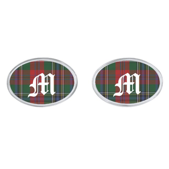 Stylish MacLean Plaid Monogram Cuff Links (Front)