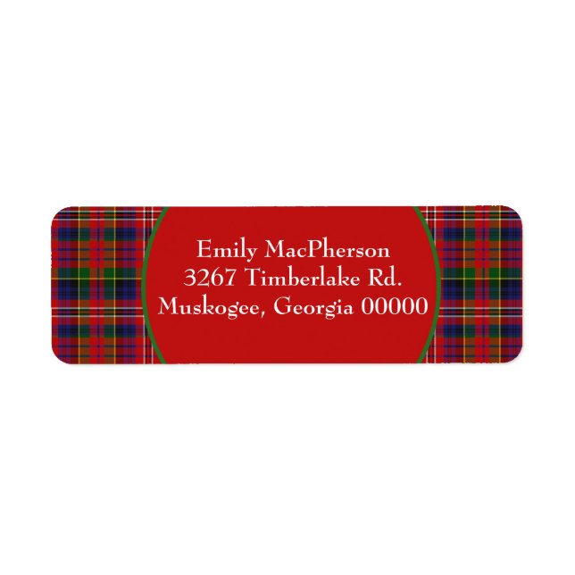 Stylish MacPherson Tartan Plaid Address Label (Front)