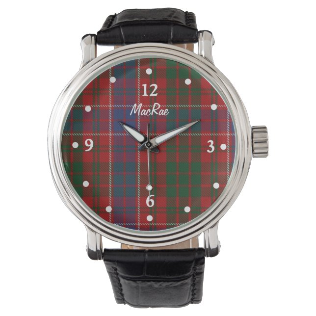 Stylish MacRae Plaid Faced Custom Watch (Front)