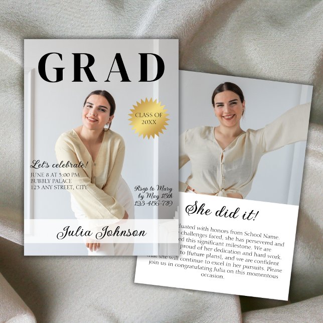 Stylish Magazine Graduate Photo 2026 Graduation Invitation (Stylish Magazine Graduate Photo 2024 Graduation Invitation)