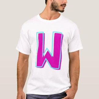 Stylish Magenta and Teal Letter W T-Shirt