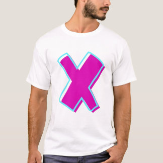 Stylish Magenta and Teal Letter X T-Shirt