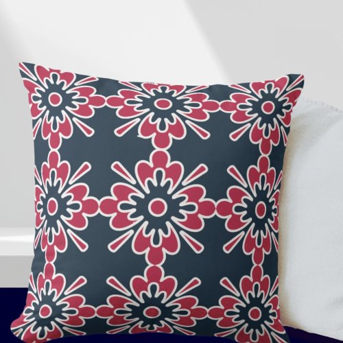 Stylish Magenta Decorative Pattern  Throw Pillow