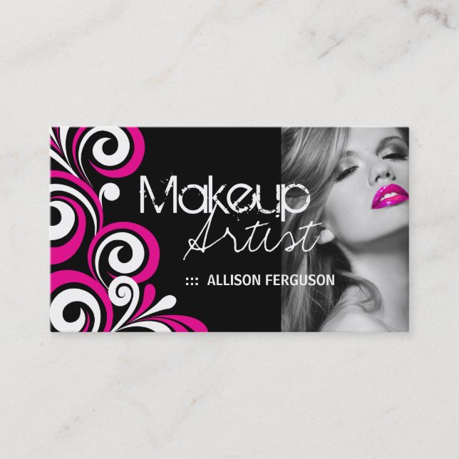 Stylish Makeup Artist Business Card Template (Front)