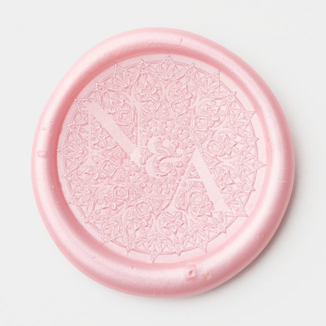 Stylish Mandala Couple Monogram Wedding Wax Seal Sticker (Front)