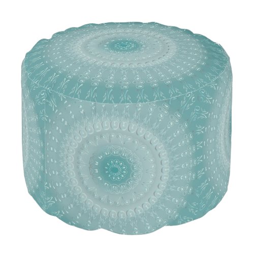 Stylish Mandala Design in Shades of Sky and Ocean Pouf