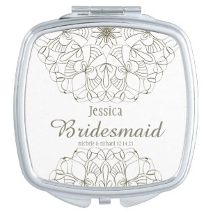 Stylish Mandala Monogram Bridesmaid Compact Mirror
