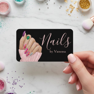 Stylish Manicurist Artist Nail Technician Pink Business Card