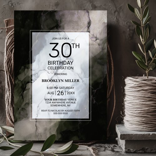 Stylish Marble 30th Birthday Party Invitation