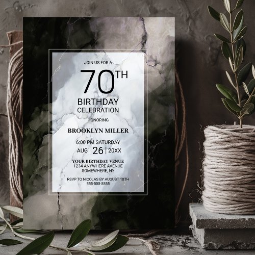 Stylish Marble 70th Birthday Party Invitation