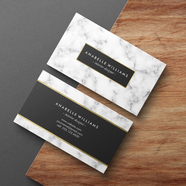 Stylish Marble and Faux Gold Foil Business Card (Creator Uploaded)