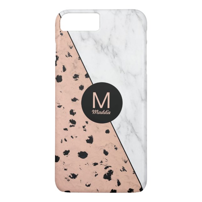 Stylish Marble and Rose Gold Pattern with Monogram Case-Mate iPhone Case (Back)