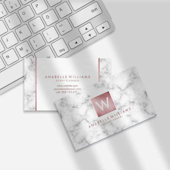Stylish Marble and Rose Gold Printed Texture Business Card (Creator Uploaded)
