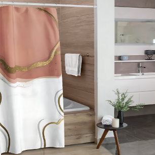 Stylish Marble Blush Pink Gold Agate Shower Curtain
