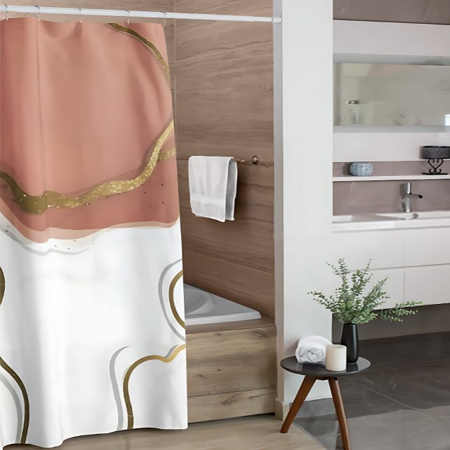 Stylish Marble Blush Pink Gold Agate  Shower Curtain (Stylish Marble Blush Pink Gold Agate Shower Curtai Shower Curtain)