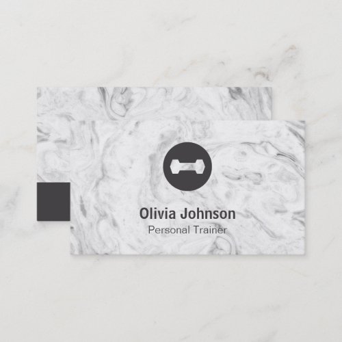 Stylish Marble Dumbbell Weights Fitness Instructor Business Card