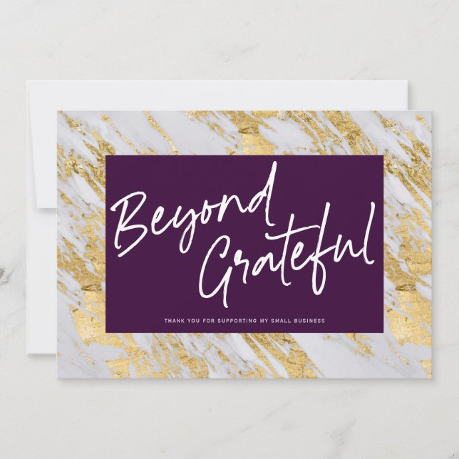 Stylish Marble, Modern, Beyond Grateful-Business T Thank You Card (Front)