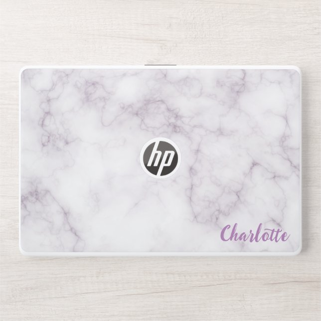 Stylish Marble Monogram | Modern Script HP Laptop Skin (Front)