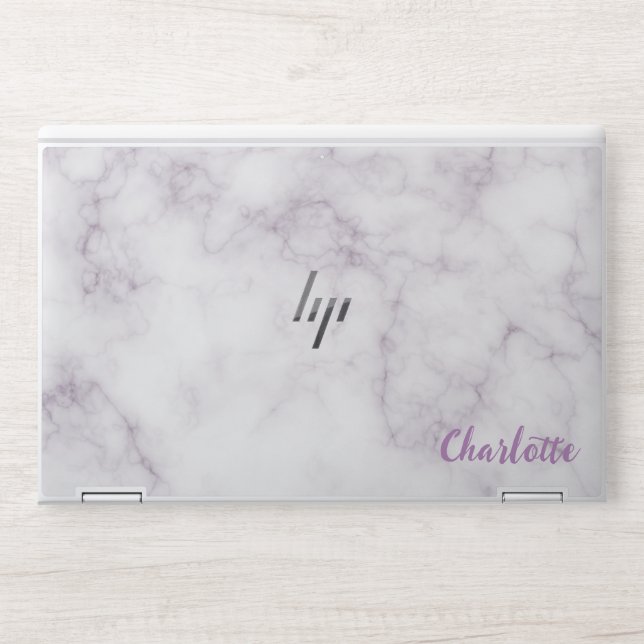 Stylish Marble Monogram | Modern Script HP Laptop Skin (Front)