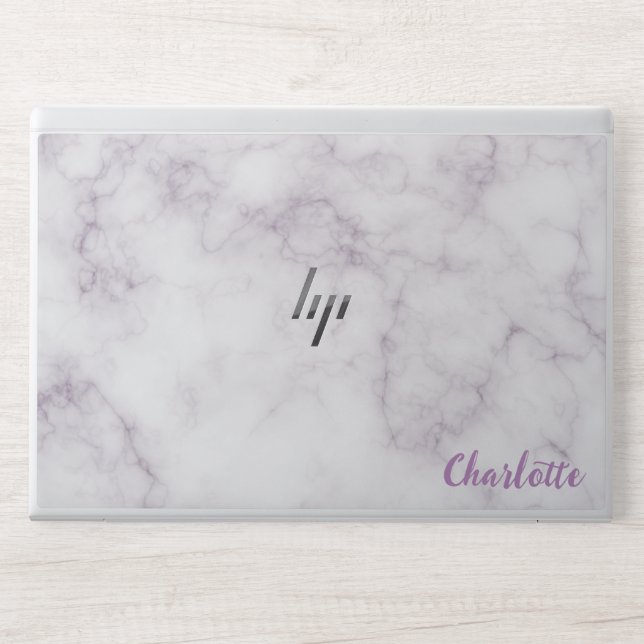 Stylish Marble Monogram | Modern Script HP Laptop Skin (Front)