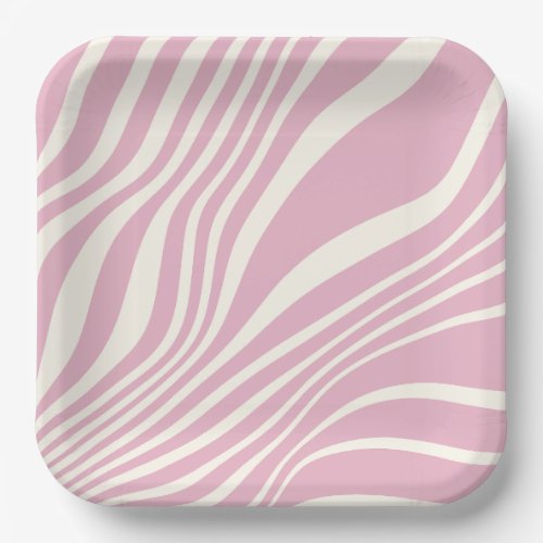 Stylish Marble Pattern on Square Paper Plates