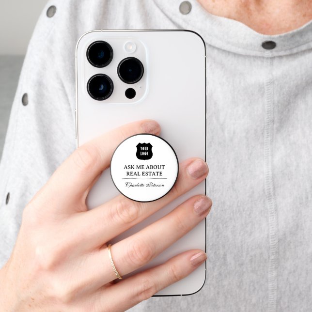  Stylish Marketing Custom Real Estate Agent  PopSocket (Hand)