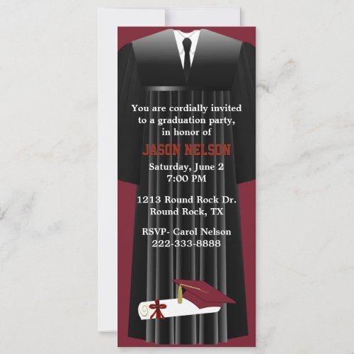 Stylish Maroon Graduation Party Invitation