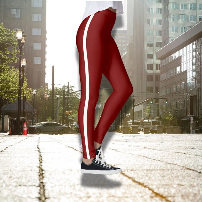 Stylish Maroon Leggings with White Side stripe (Creator Uploaded)
