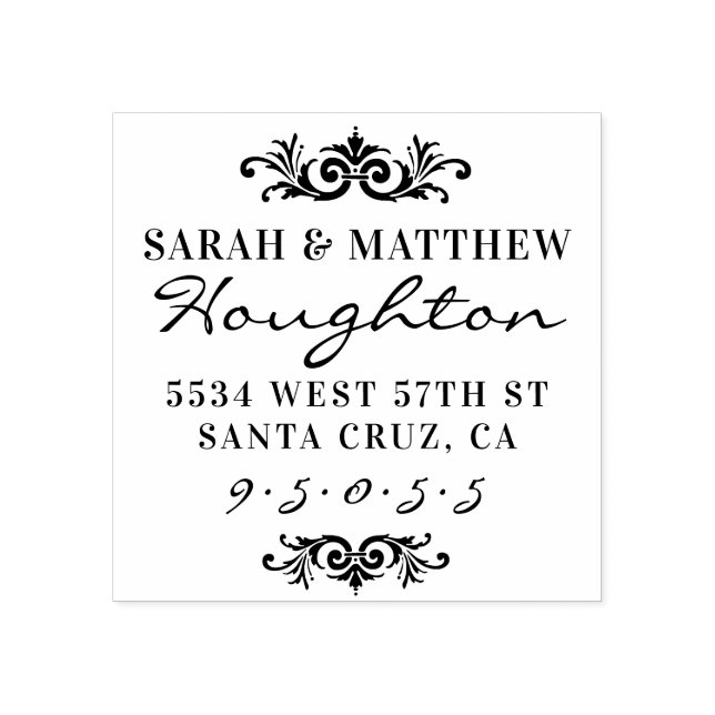 Stylish Married Couple Names Return Address Rubber Stamp (Imprint)