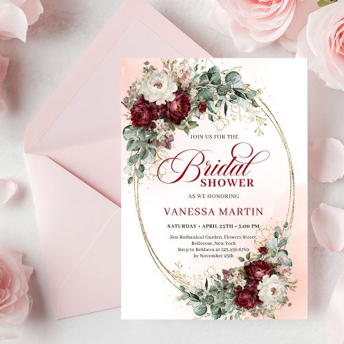 Stylish Marsala Flowers Eucalyptus Bridal Shower