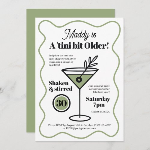 Stylish Martini Invitations Any Age Birthday 
