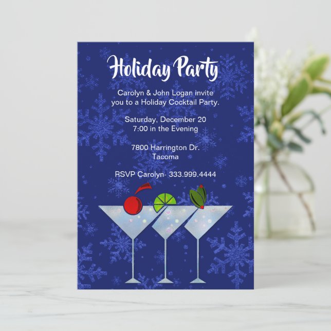 Stylish Martinis Holiday Cocktail Party Invitation (Standing Front)