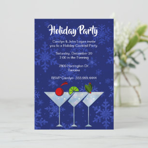 Stylish Martinis Holiday Cocktail Party Invitation