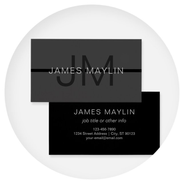 Stylish Masculine Dark Gray Name & Monogram  (Creator Uploaded)