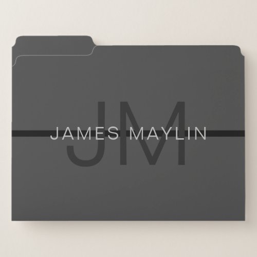 Stylish Masculine Dark Gray Name  Monogram  File Folder