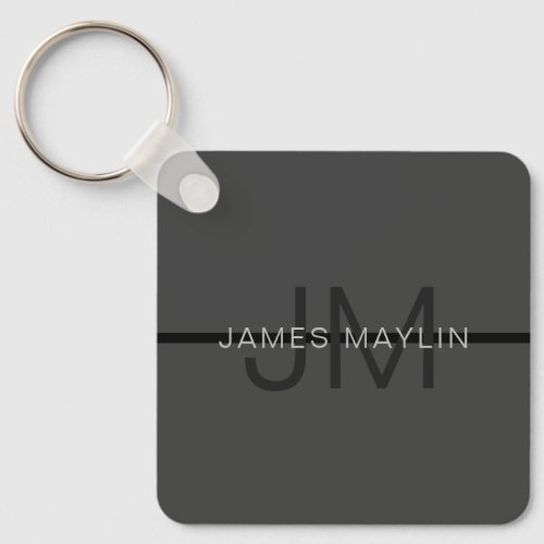 Stylish Masculine Dark Gray Name  Monogram  Keychain