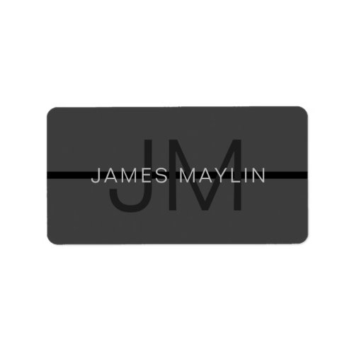 Stylish Masculine Dark Gray Name  Monogram  Label