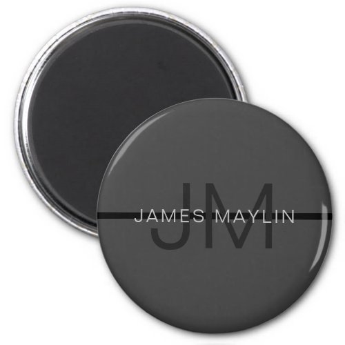 Stylish Masculine Dark Gray Name  Monogram  Magnet