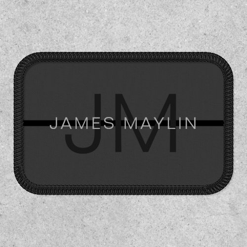 Stylish Masculine Dark Gray Name  Monogram  Patch