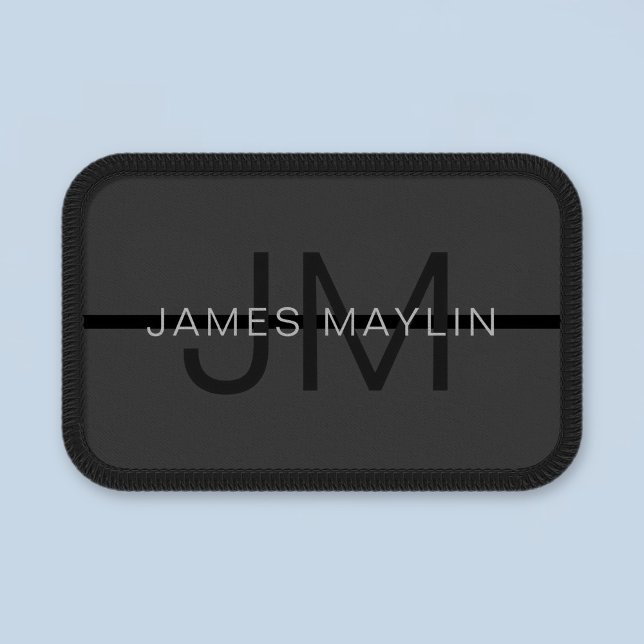 Stylish Masculine Dark Gray Name & Monogram  Patch (Creator Uploaded)