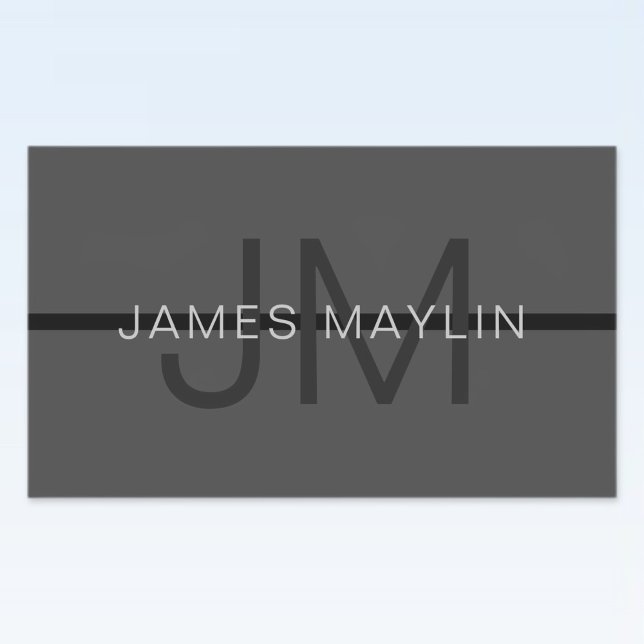 Stylish Masculine Dark Gray Name & Monogram  Rectangular Sticker (Creator Uploaded)