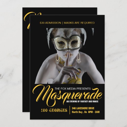 Stylish Masquerade Party Invitation