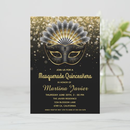 Stylish Masquerade Quinceaera 15th Birthday Invitation