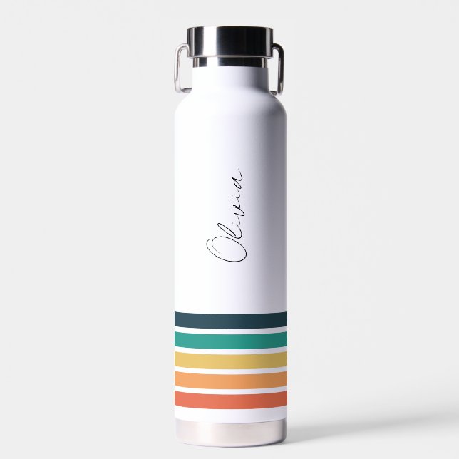 Stylish Matching Color Stripes Water Bottle (Front)