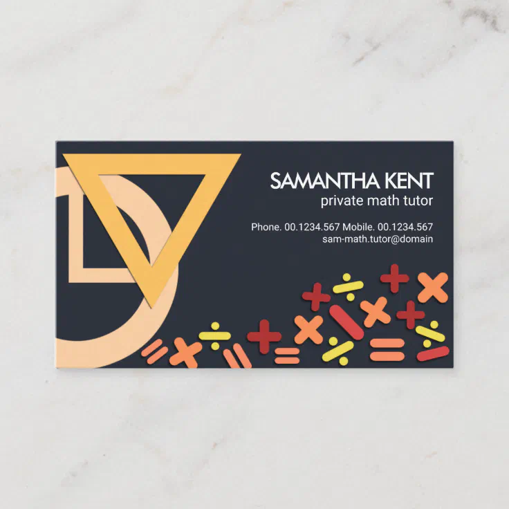 Stylish Mathematics Symbols Motif Private Tutor Business Card Zazzle
