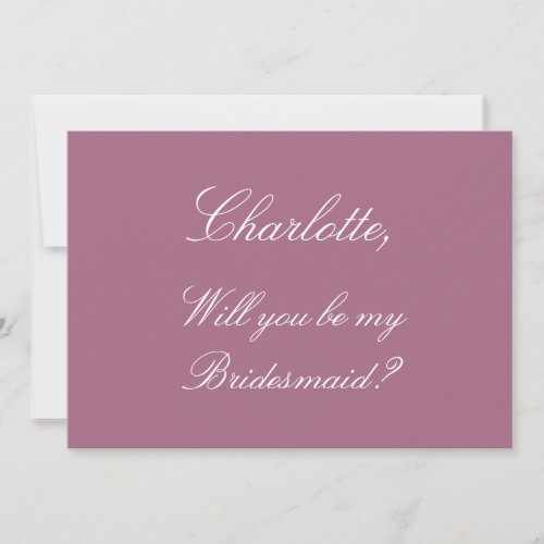 Stylish Mauve Bridesmaid Proposal Card